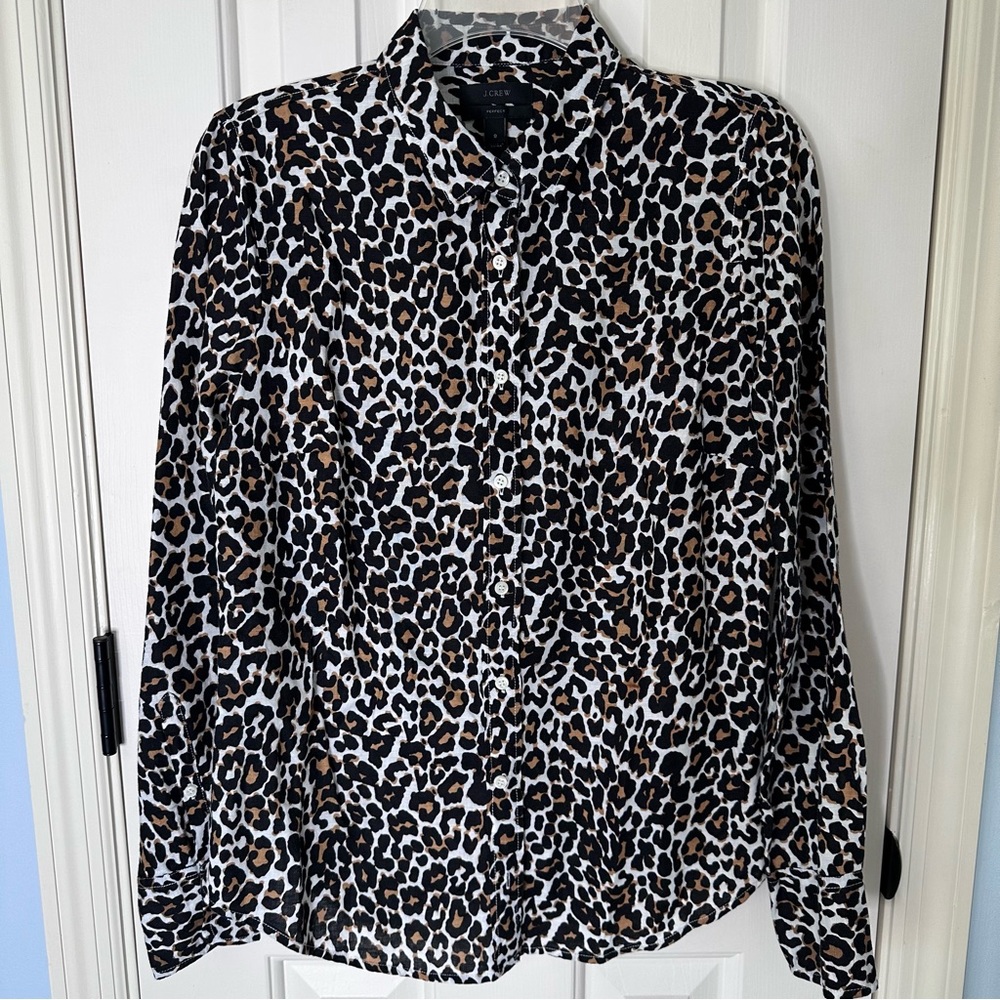 JCREW Button down Leopard Print blouse